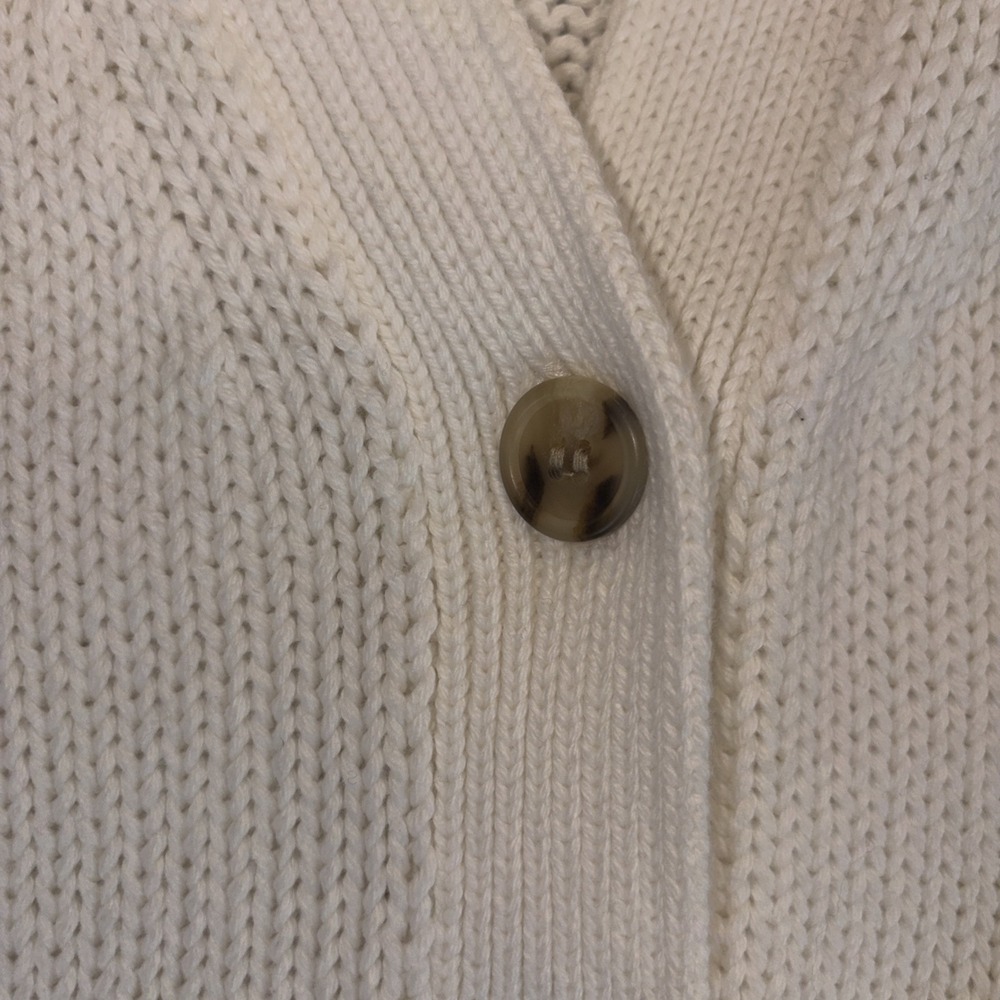 J Crew Knit Cardigan Four Button Heavy Sweater Woman's Medium White NWT - Picture 4 of 7